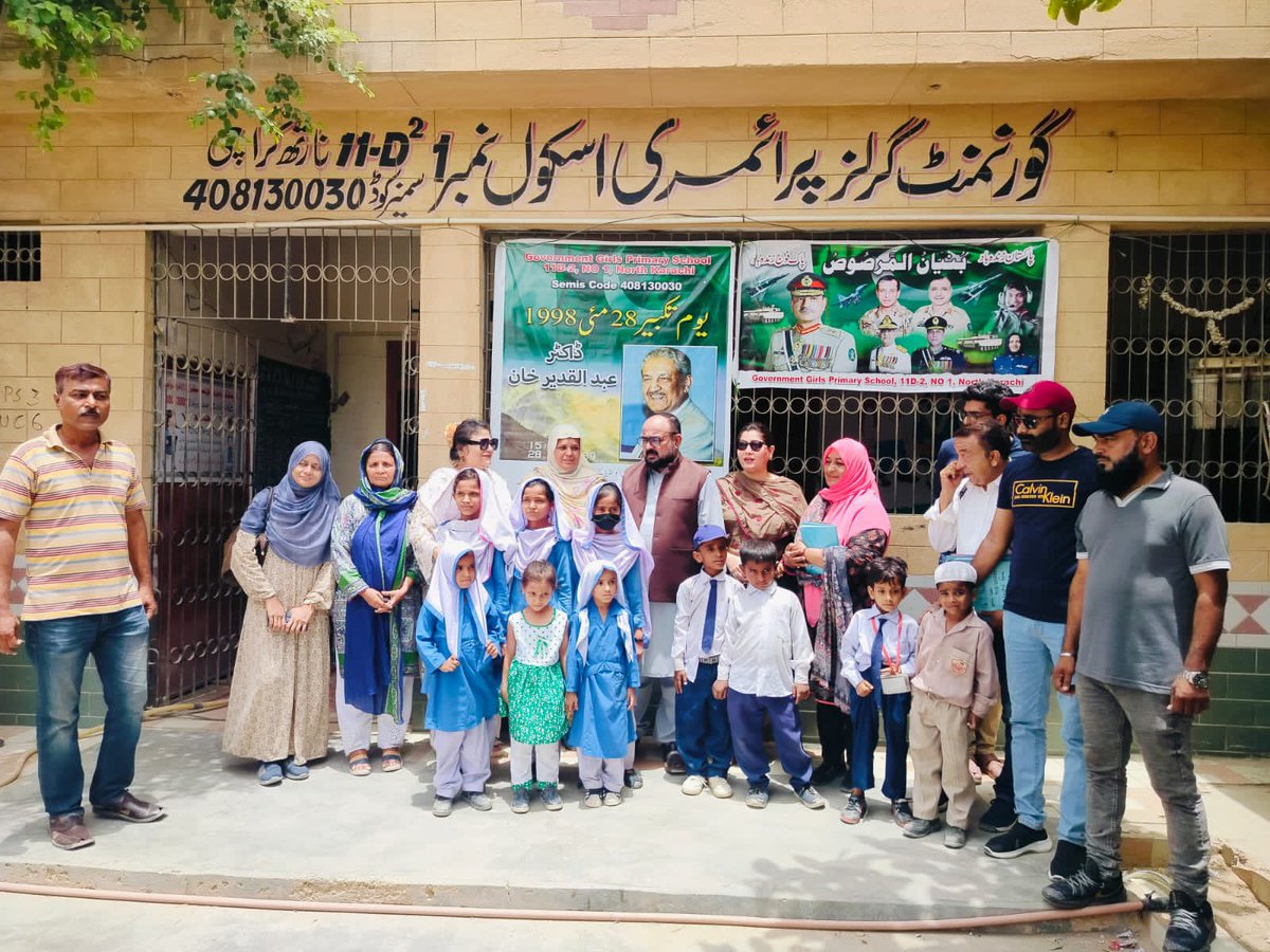 Today Visited Government girls school 11-D New Karachi in my constituency with charity organisation #UmeedFoundation for promoting “Girls enrolment drive” with notables of area  #GirlsEducation