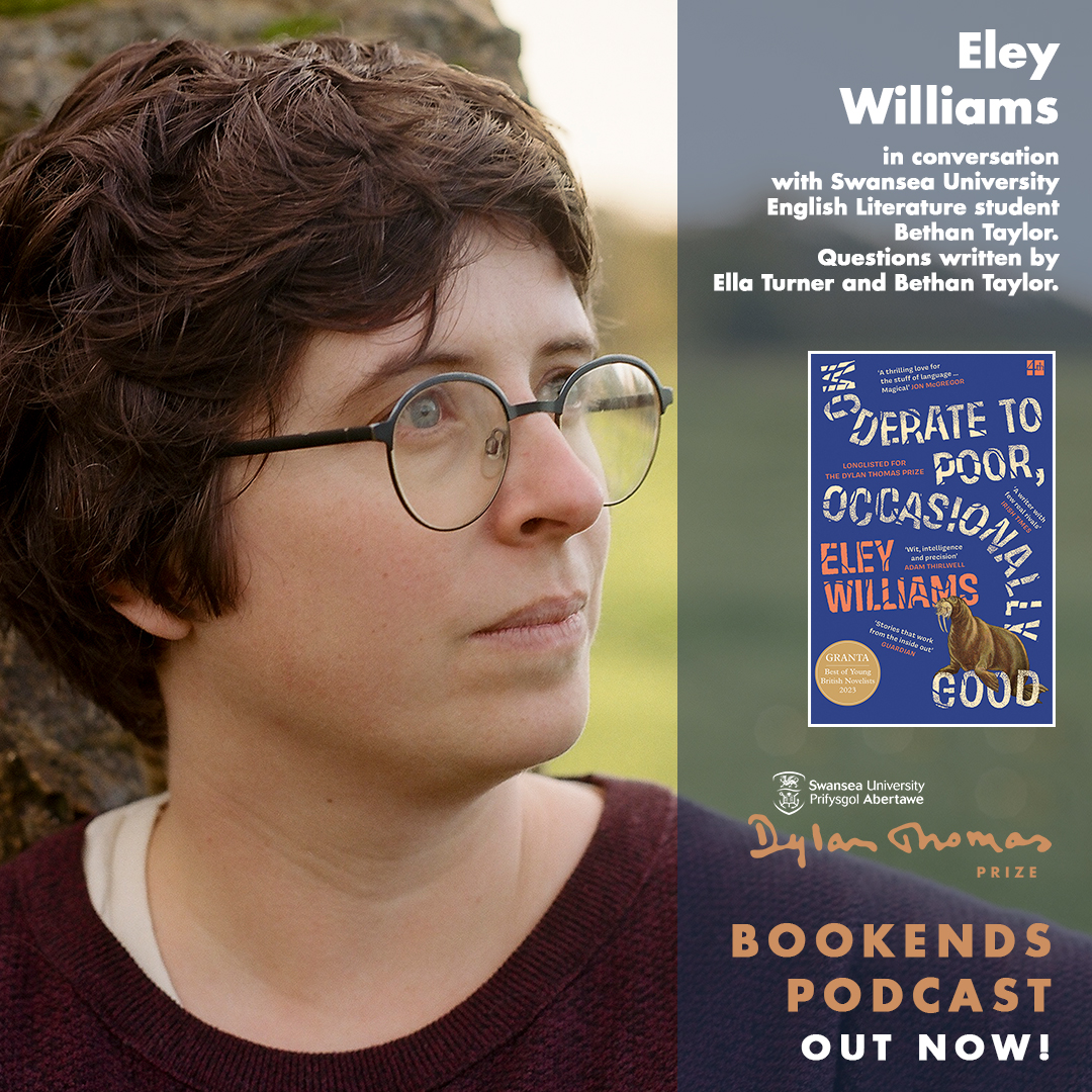 dylanthomprize's tweet image. 🎧 OUT NOW! Hear an exclusive interview with Eley Williams, author of 'Moderate to Poor, Occasionally Good', previously shortlisted for 2025 prize. Williams is in conversation with @swanseauni English Literature student Bethan Taylor.
▶️ bit.ly/DTPbookendspod… #SUDTP25