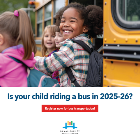 Riding the bus in 2025–26? 🚌  

Register now in FOCUS — including self-contained ESE students (new this year).  

Details + how-to: duvalschools.org/busregistration  

#TeamDuval #SchoolTransportation #ESEBusRegistration