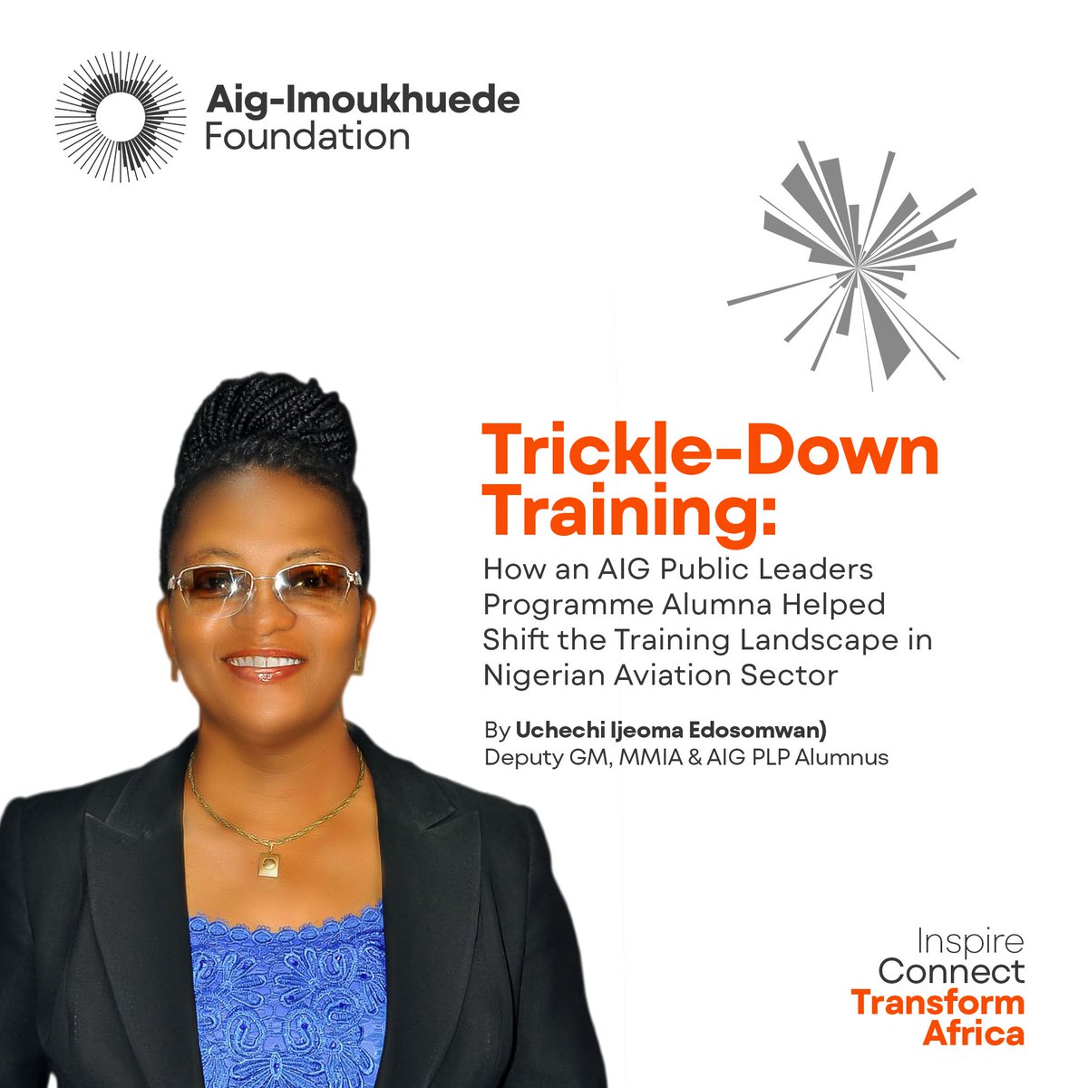AigFoundation's tweet image. Uchechi Edosomwan, an alumna of the AIG PLP, transformed the way Air Traffic Safety Electronics Personnel (ATSEPs) are trained at Murtala Mohammed International Airport. 
Click zawya.com/en/press-relea… to read more.

#AIGPublicLeadersProgramme