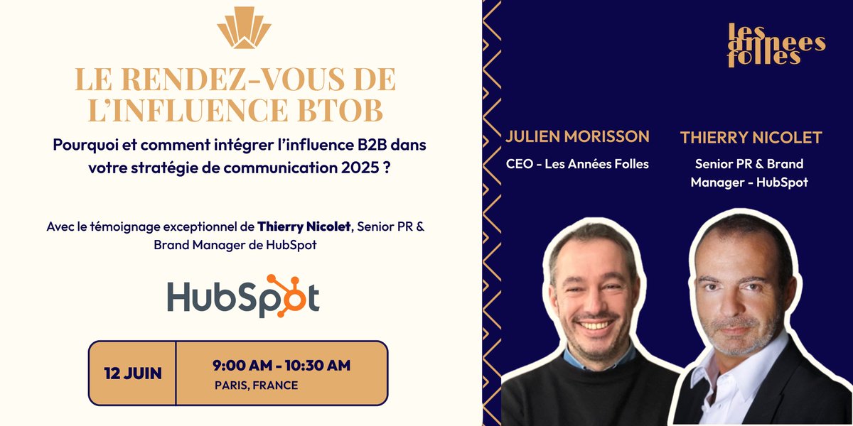 Vous ratez vos campagnes B2B sans le savoir.
L'influence B2B, c'est pas du B2C déguisé.
C'est ciblé, stratégique, et ça convertit.
Le 12 juin à Paris, on vous montre comment.
Avec HubSpot. Gratuitement.🎟️
eventbrite.fr/e/le-rendez-vo…