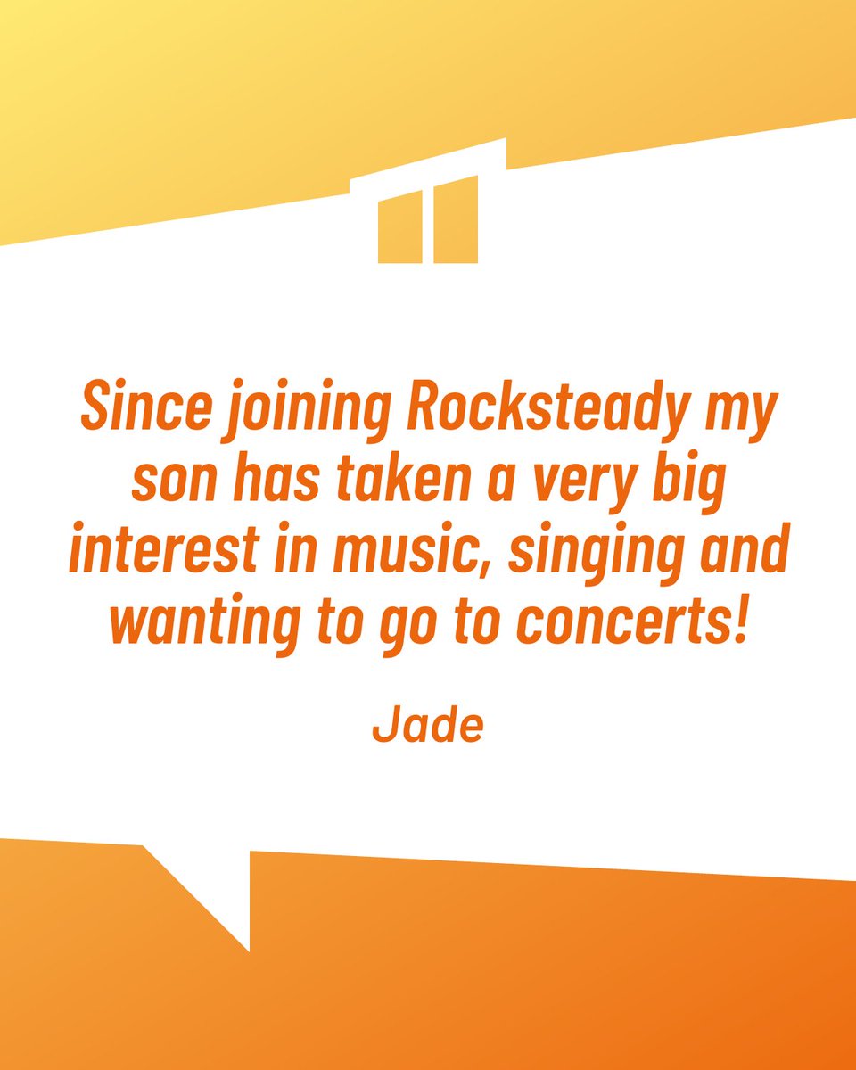 Thank you to Jade for sharing with us how your son’s love of music is growing. It’s lovely to hear how much he’s progressed and is looking forward to performing on a stage! 🧡
“Since joining Rocksteady he has taken a very big interest in music and discovering music, singing,