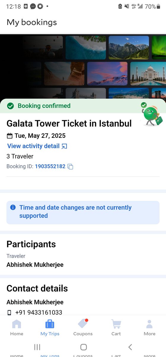 bultai12's tweet photo. Fraud alert!
I booked Galata Tower ticket through @agoda by full payment of INR 9077. But they didn't send the voucher and they have no response on any call ir message. Management,  please look into the matter and give me full refund!
Attached are screenshots https://t.co/3VWgsp1v2R