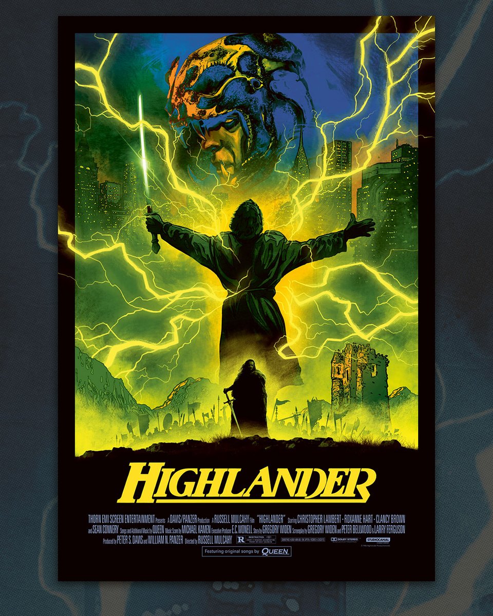 Available now - Highlander, limited edition, officially licensed 24x36 inch fine art poster by Matt Griffin 
Available now at Vice-Press.com