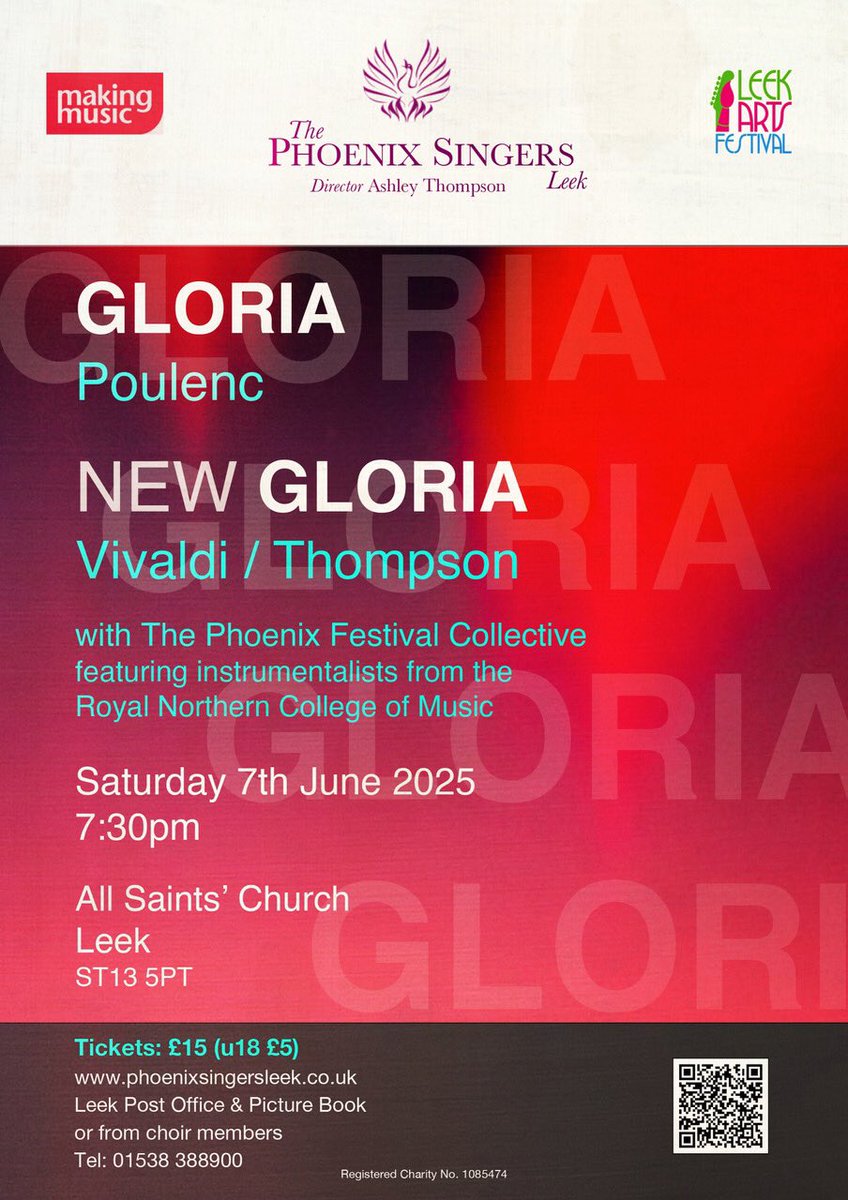 Really looking forward to performing #Poulenc Gloria and New Gloria on Sat 7th in Leek #Staffordshire Tickets available here:  phoenixsingersleek.co.uk/dbpage.php?pg=… <a href="/EnjoyStaffs/">Visit Staffordshire</a> <a href="/MadeinStokeonT/">MadeinStokeonTrent</a> <a href="/WeareStaffs/">We Are Staffordshire</a> <a href="/NorthStaffsTV/">North Staffs TV</a>