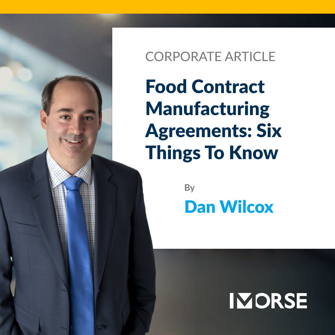 In this article, Daniel Wilcox shares six essential considerations to help companies build strong, sustainable partnerships to help address key issues like quality control, exit strategies, and IP ownership.

bit.ly/3V4Ssxw

#FoodLaw #ContractManufacturing