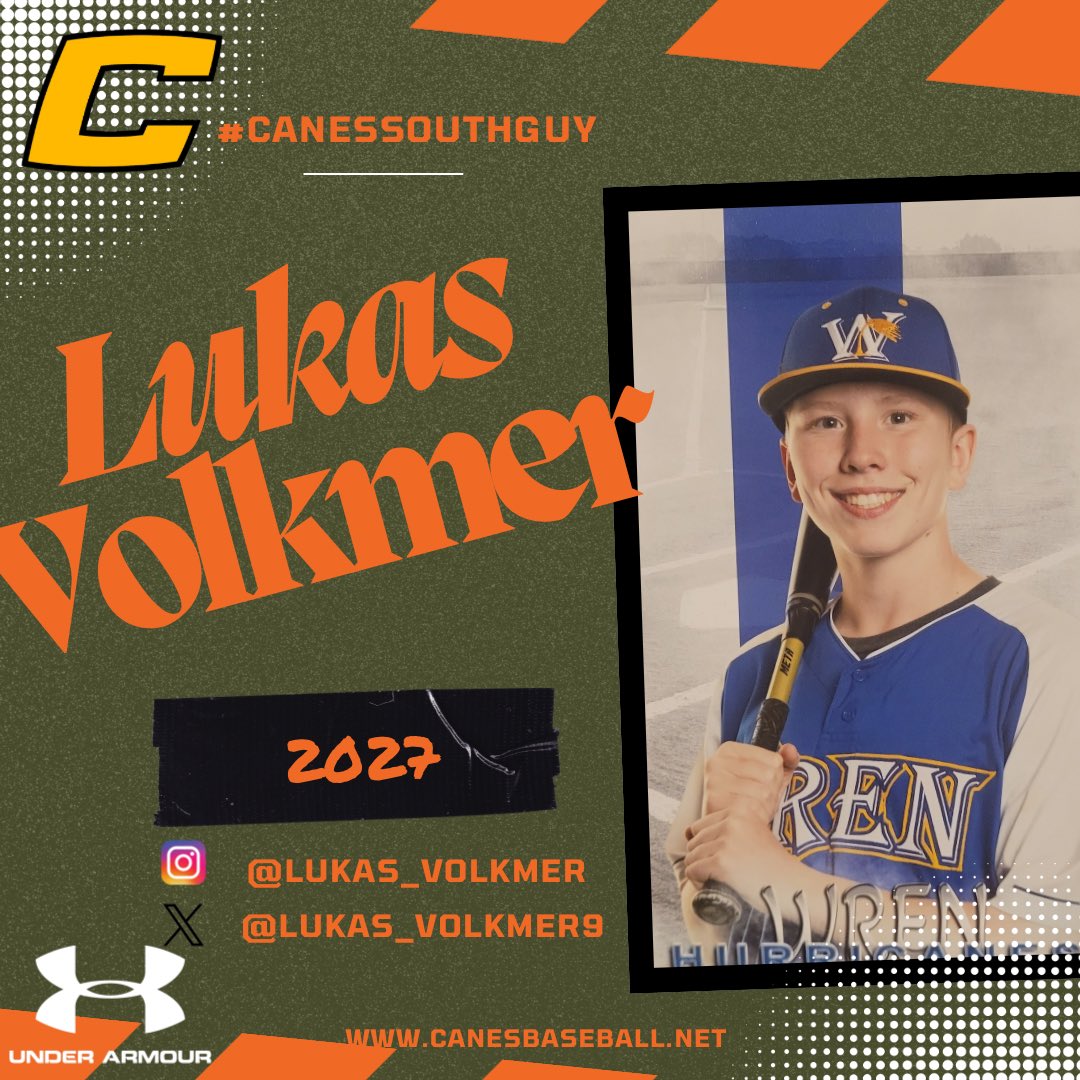 Canes South (@canessouth) on Twitter photo Meet the #CanesSouthGuy
Lukas Volkmer
2027
C/INF
Wren HS
South Scout 2027
5’10”
165
R/R
Favorite Meal: 🍝
<a href="/TheCanesBB/">Canes Baseball</a> <a href="/DynamicBaseball/">Dynamic Baseball</a> Meet the #CanesSouthGuy
Lukas Volkmer
2027
C/INF
Wren HS
South Scout 2027
5’10”
165
R/R
Favorite Meal: 🍝
<a href="/TheCanesBB/">Canes Baseball</a> <a href="/DynamicBaseball/">Dynamic Baseball</a>
