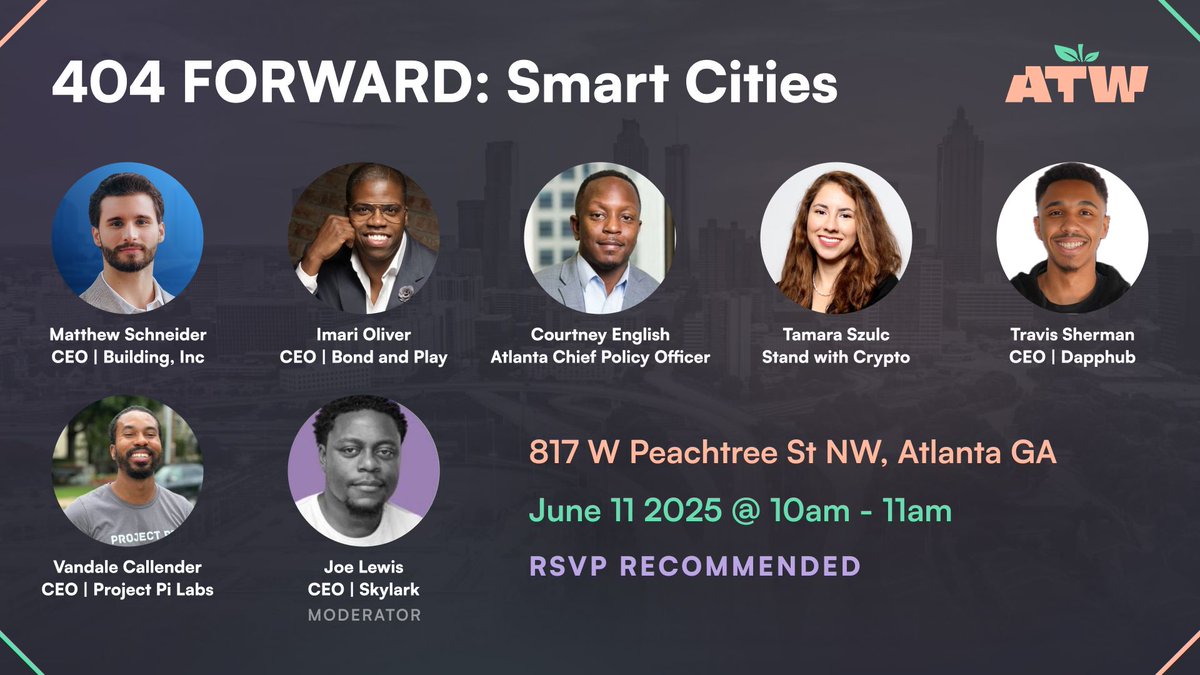 🍑  In just two weeks, I’ll be on stage at Atlanta Tech Week, diving into the intersection of tokenization, AI, and smarter cities.

If you’re in Atlanta or nearby, make sure you set aside June 11th to connect and learn, and join us for the conversation!

🎟️ RSVP here:
