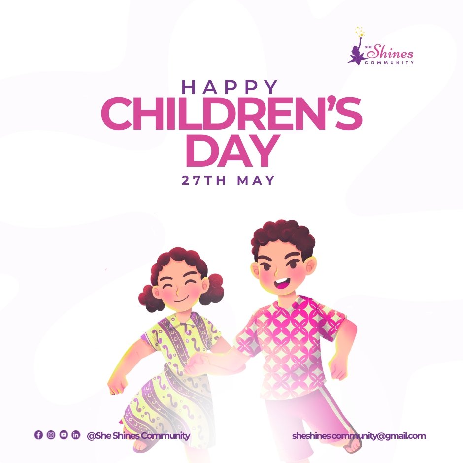 Happy Children’s Day from She Shines ✨💜
Today we’re celebrating the joy, bold dreams, and fearless energy we had as kids.
What’s your favorite childhood moment?
Drop it in the comments let’s take a trip down memory lane together

#SheShines #HappyChildrensDay #ShineGirlMoments