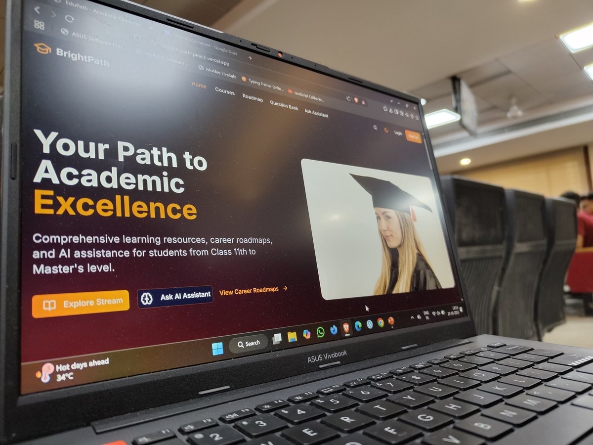 MohdMeraaz08's tweet photo. 🚀 Presented Bright Path at #SAPHackFest2025!
An AI-powered E-Learning platform for:
✅ Stream &amp; career guidance
✅ Learning resources &amp; practice
🔗 Check it out: https://t.co/ql9kUOzXG5
#EdTech #BrightPath #AIML #Innovation https://t.co/Xf26waKjAy