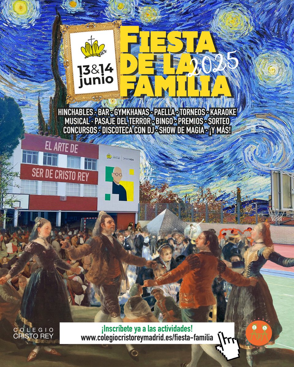 🤭 ¿Eres papá o mamá de Infantil? ¡Esta guía especial ES  PARA TI!

🥳 Compartimos con vosotros las actividades en las que los más peques del cole serán protagonistas durante la gran Fiesta de la Familia

colegiocristoreymadrid.es/fiesta-familia/

#CCREY