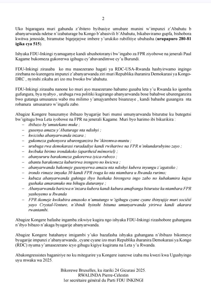 FDU Inkingi (@fdu_inkingi) on Twitter photo Itangazo risoza Kongere idasanzwe y'ishyaka <a href="/FDU_Inkingi/">FDU Inkingi</a> yateraniye i Bruxelles mu Bubiligi kuwa 24/05/2025. Itangazo risoza Kongere idasanzwe y'ishyaka <a href="/FDU_Inkingi/">FDU Inkingi</a> yateraniye i Bruxelles mu Bubiligi kuwa 24/05/2025.