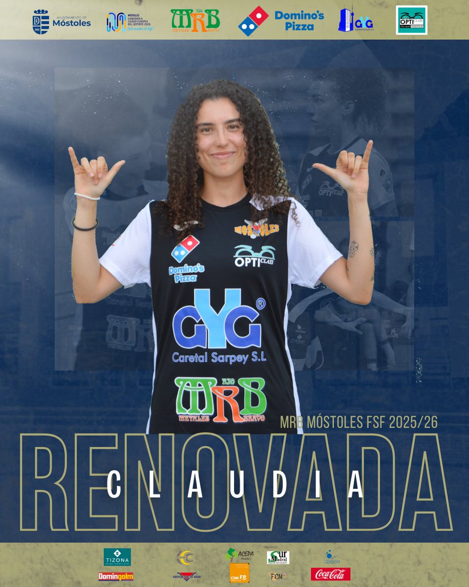 ✍🏻 ¡Claudia, RENOVADA!

⚽ Nuestra 1️⃣1️⃣ continuará un año más haciendo bailar al pabellón con su gran talento y personalidad.

⭐ ¿Preparada para #VolverALoGrande, Claudia?

#VamosMóstoles 🦅🖤🤍