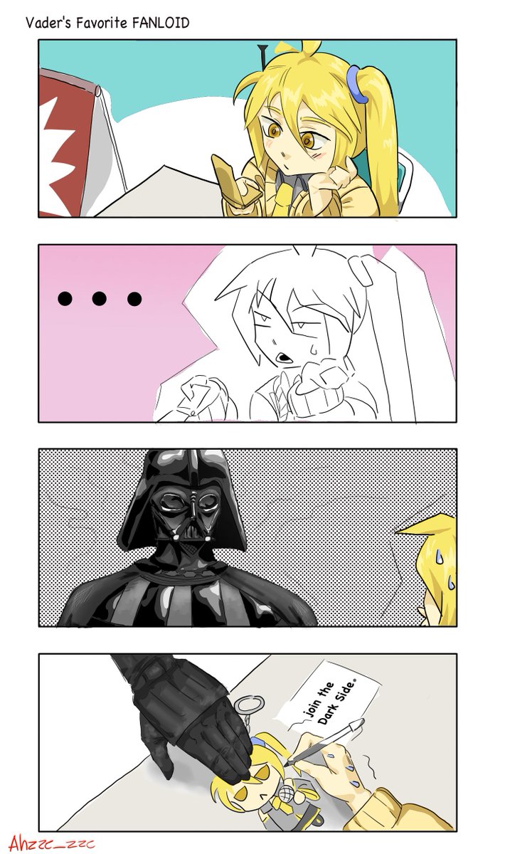 ahzze_zze's tweet photo. Vader's favorite "Vocaloid" is Neru apparently #AkitaNeru #DarthVader https://t.co/aSGgmwWStu