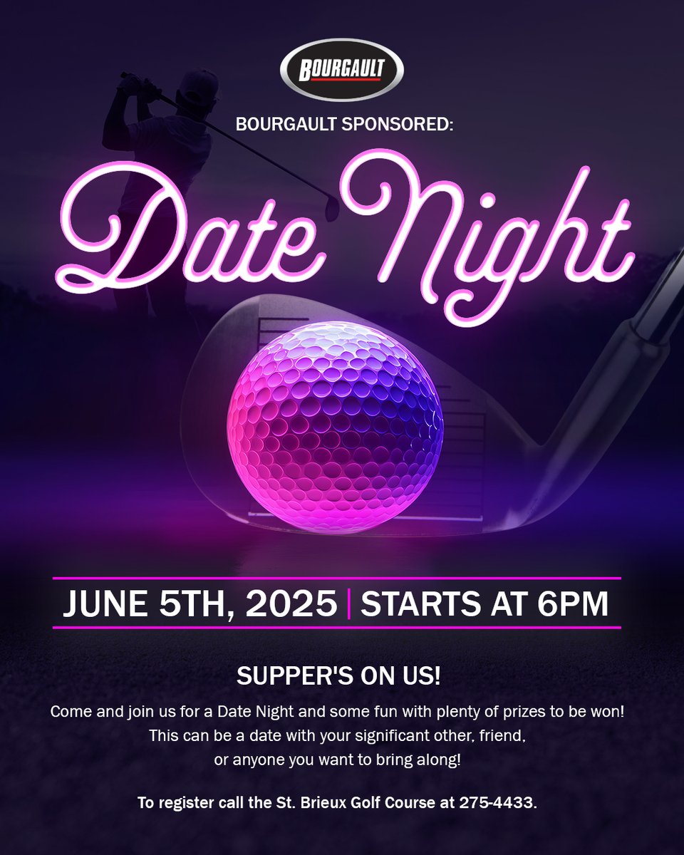 Join us for a night of laughs, quality time, and prizes on the greens at St. Brieux Regional Park and Golf Course. ⛳️