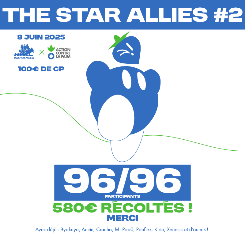 🎉 THE STAR ALLIES 2 AFFICHE COMPLET 💚🩶💙

Un immense merci à toutes les personnes qui ont fait confiance en ce projet, en s'inscrivant simplement 🥹

On se capte ce dimanche 8 juin pour le tournoi! D'ici là restez connectés pour les futures annonces! 🫶

🎨 <a href="/PigeonL_Ssb/">Jungle Pocket / Pigeon Lunaire | 💚</a>