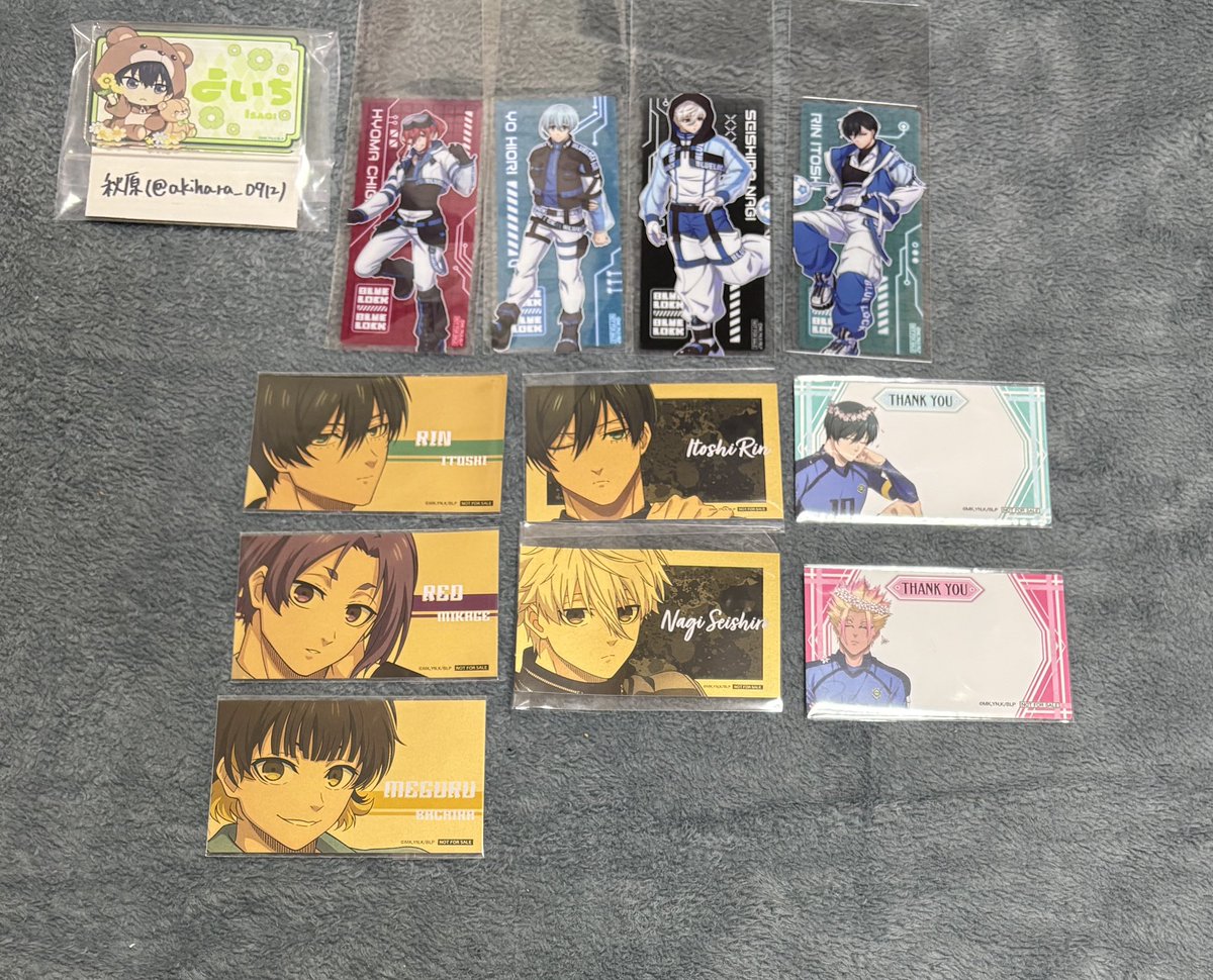 akihara_0912's tweet photo. [交換]
ブルーロック 中外鉱業  デニム パンク BIRTHDAY FLOWER 会場特典 サイバーパンク リバイバル クリアしおり

譲
千切、氷織、凪、凛、玲王、蜂楽、士道

求
パンク通販特典潔1>異種特典潔

郵送または固定ポスト記載日都内手渡し。郵送2点〜。初回取引時プロカ必読。 https://t.co/UYQnUm51P2