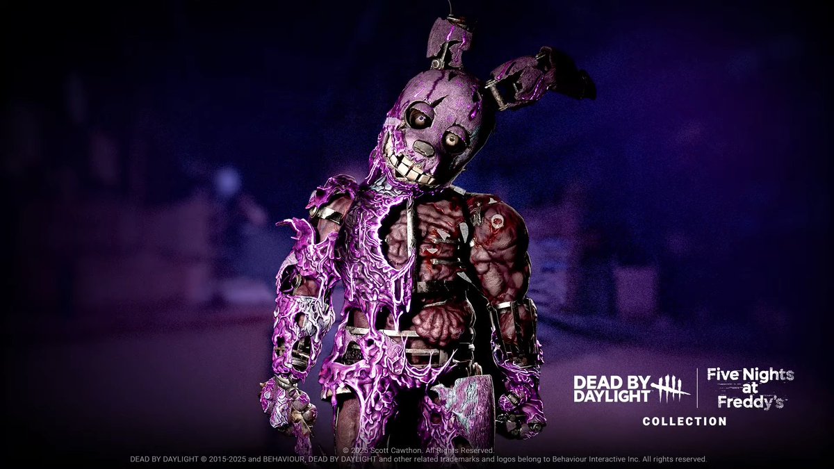 JonnyBlox's tweet photo. First look at Springtrap and Survivors cosmetics for Dead by Daylight x Five Nights at Freddy's!

-Legendary Yellow Rabbit
-Legendary Glitchtrap
-Very Rare Clown Springtrap
-Toxic Springtrap

-Freddy Fazbear’s t-shirts for the Survivors

#fnaf #fivenightsatfreddys https://t.co/R7yMAdcpTQ