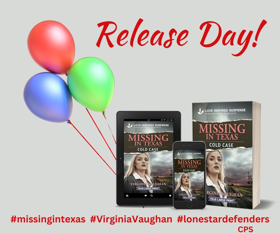 cps1950's tweet image. Missing in Texas is now available from your favorite booksellers! Congratulations, Virginia Vaughan! @gin_vaughan #MissingInTexas #lonestardefenders #LIS #romanticsuspense #mustread #authorvirginiavaughan #coldcase
amzn.to/3YtFzA1