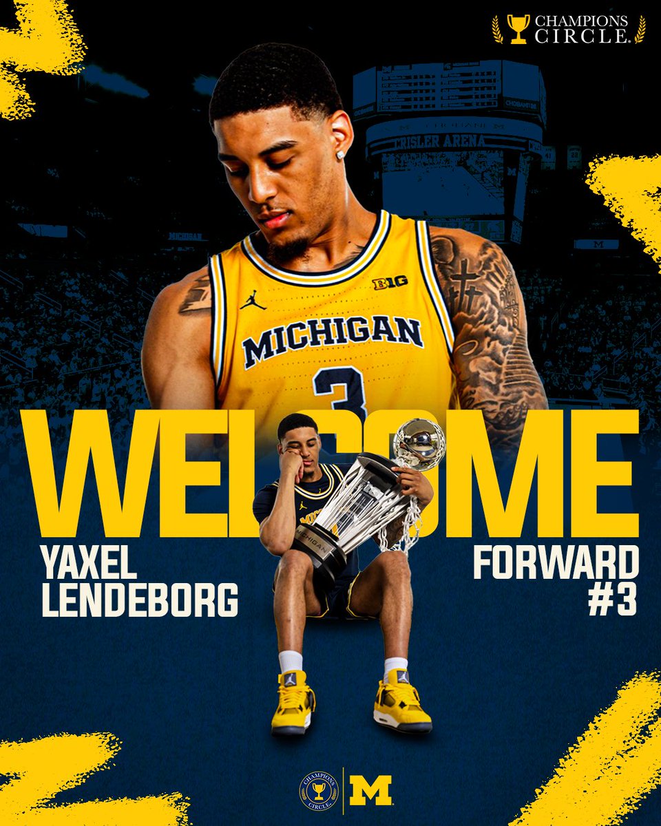Champions Circle (@champcircleuofm) on Twitter photo Yax. Is. Back.
After a dominant combine, the number ☝🏻 ranked transfer portal player, <a href="/Yaxel_Lendeborg/">Yaxel Lendeborg</a>, joins <a href="/umichbball/">Michigan Men's Basketball</a> for his final year of college basketball. Last year, he averaged 17.7 points, 11.4 rebounds, and 4.2 assists.
🔗: givebutter.com/P3cBfg Yax. Is. Back.
After a dominant combine, the number ☝🏻 ranked transfer portal player, <a href="/Yaxel_Lendeborg/">Yaxel Lendeborg</a>, joins <a href="/umichbball/">Michigan Men's Basketball</a> for his final year of college basketball. Last year, he averaged 17.7 points, 11.4 rebounds, and 4.2 assists.
🔗: givebutter.com/P3cBfg