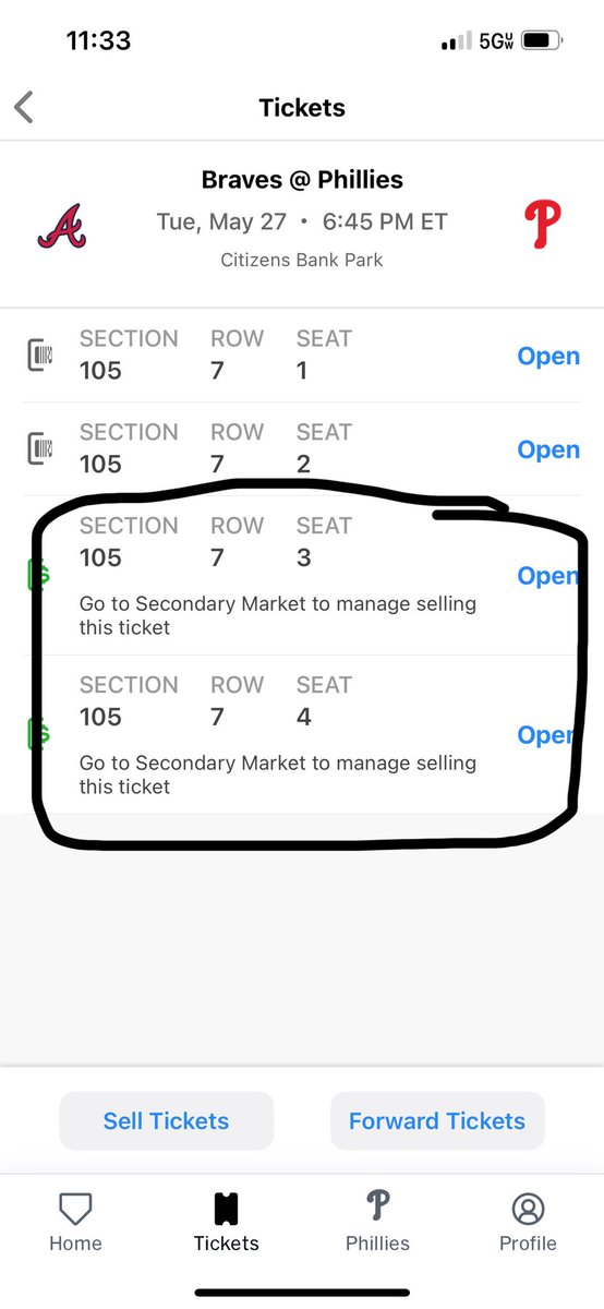 AnthonyBrago's tweet photo. @JackFritzWIP @JamesSeltzer 

Anyone interested can n two tickets for tonight?  Face value. https://t.co/AI093N96Kn