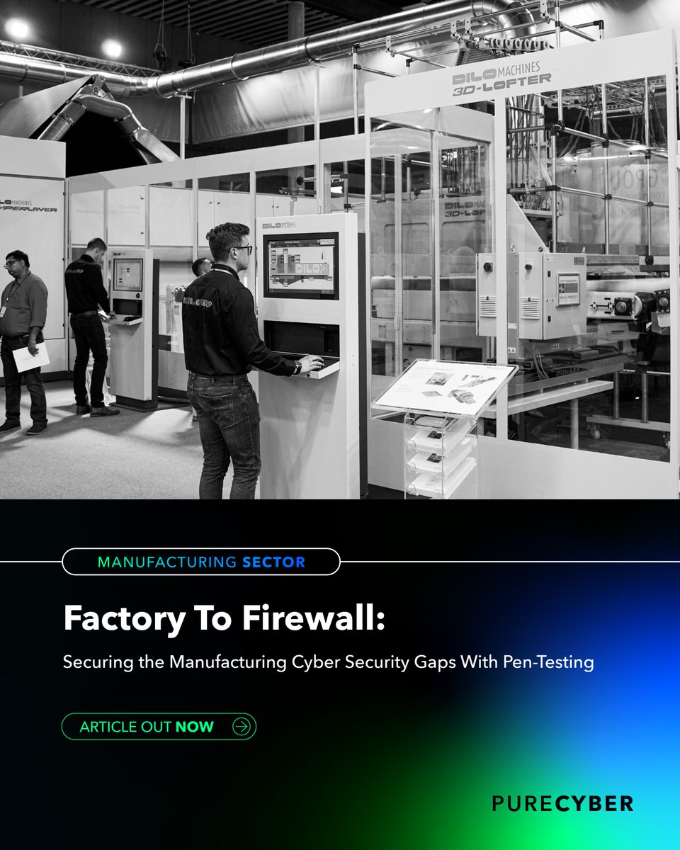 PureCyberLtd's tweet image. 📰 NEW: Manufacturers are prime cyber targets as OT systems go digital. Our latest article explains why pen testing is critical to securing production, IP & supply chains.
Read more: purecyber.com/news-1/pen-tes…
#cybersecurity #manufacturing #pentesting #PureCyberDefence
