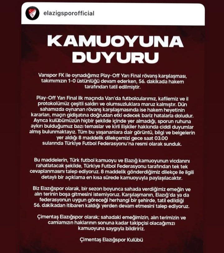 AtiyeRbay's tweet photo. O maç devam etmeli. @TFF_Org https://t.co/PgLxTKqTjA