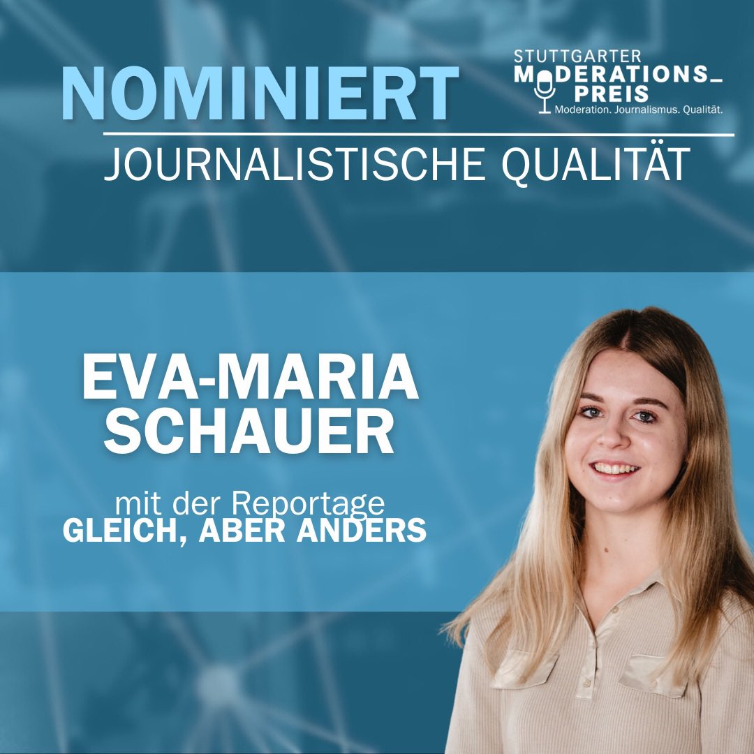 eva_schauer's tweet photo. Was eine Würdigung! 🥺 Als Reporterin in unserer Reportage wurde ich für den #stuttgartermoderationspreis nominiert 🤩 Von fast 300 Einreichungen in der Kategorie #journalistischequalität ❤️‍🔥 Die Reportage gibt‘s hier: https://t.co/2fbgPVhh4F 🍿 https://t.co/H5E1uj02rm