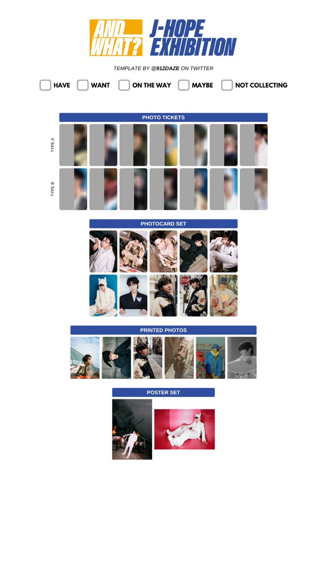 BTS J-HOPE HOBI SOLO EXHIBITION PC PHOTOCARD WISHLIST WL TEMPLATES