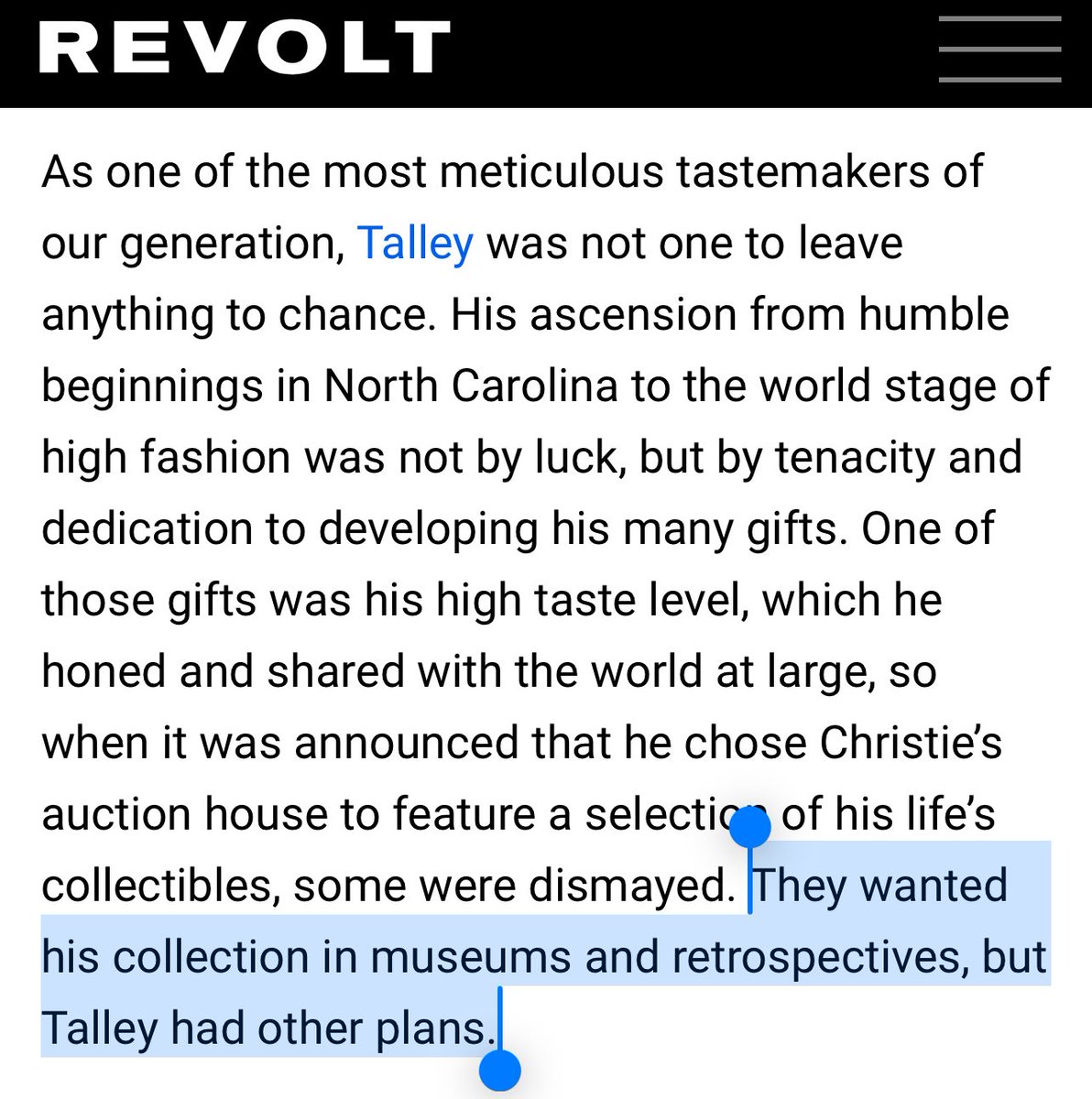 LegendaryLade's tweet image. I wrote about André Leon Talley’s auction in 2023 for @revolttv, attended the live auction in NYC, bid on and won one of his watches!
You can read all about what HE WANTED for his items instead of forming baseless opinions. revolt.tv/article/2023-0…