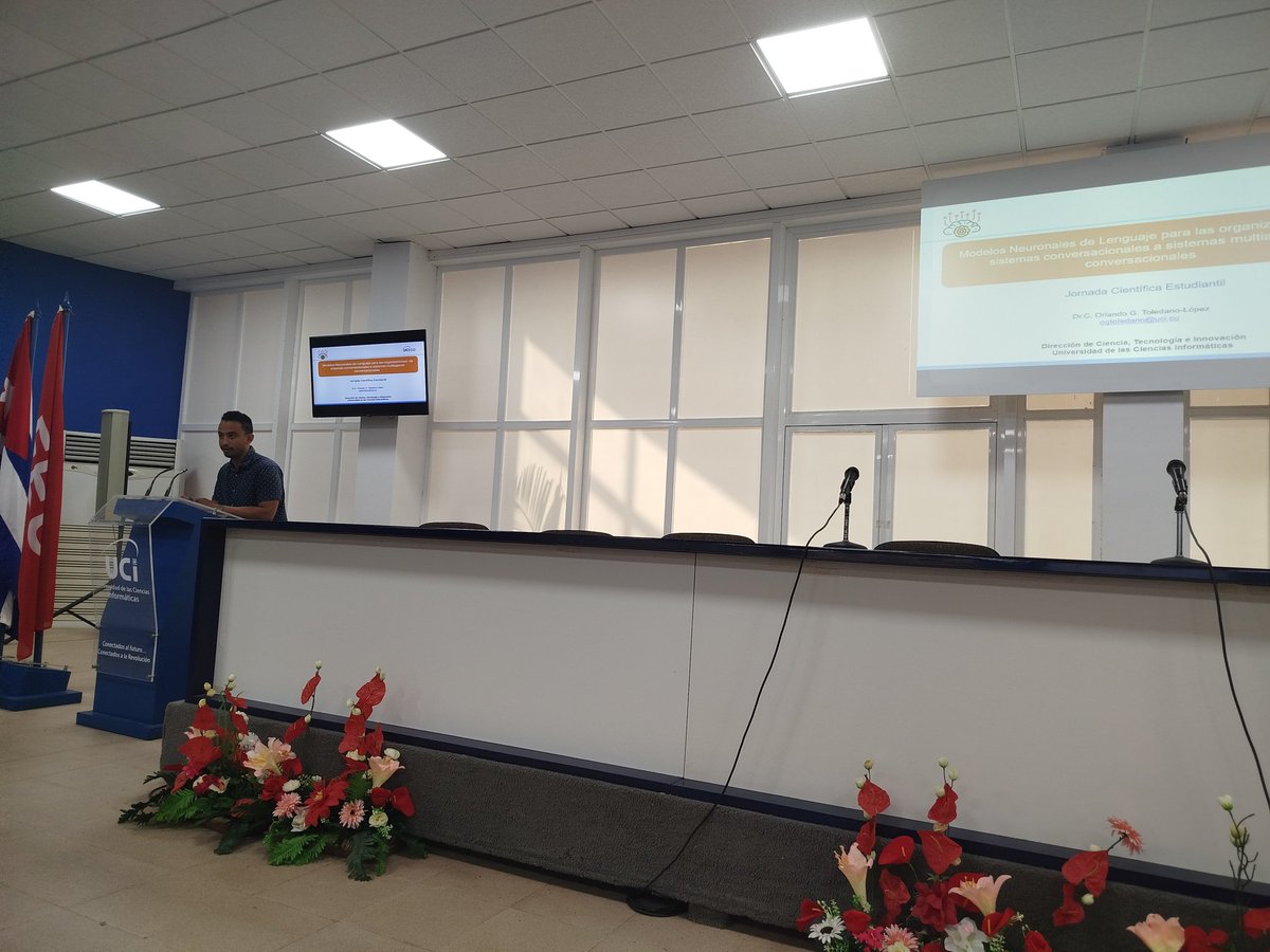 RosadoCU's tweet photo. Inauguración de la Jornada Científica Estudiantil en la @universidad_uci con todo el protagonismo de la #FEU_UCI y una conferencia magistral del DrC Orlando Toledano sobre #InteligenciaArtificial @raydelmp @BasultoRamirez @YanioHdez @gejimenez84 https://t.co/XEVRiX2D3X