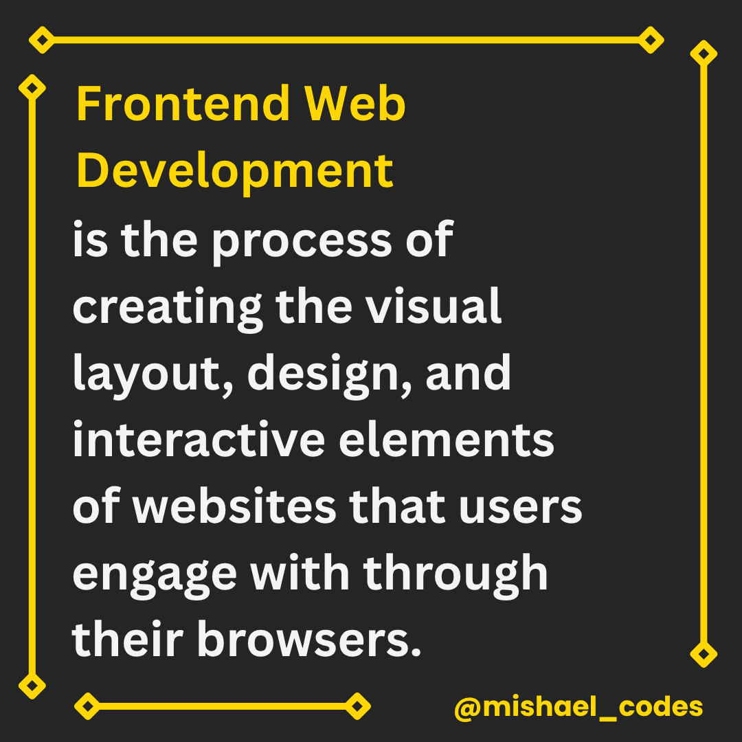 mishael_codes's tweet photo. Decided to post a new type of content. I believe it'll help me improve in explaining frontend terms and technologies. So I'll be starting with what frontend development is and then the technologies involved, starting from HTML to CSS to JavaScript and so on
Enjoy! https://t.co/0CnZ9Y0J9b