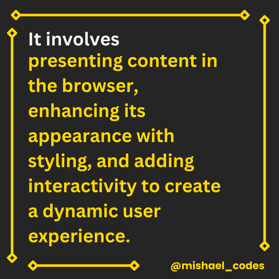 mishael_codes's tweet photo. Decided to post a new type of content. I believe it'll help me improve in explaining frontend terms and technologies. So I'll be starting with what frontend development is and then the technologies involved, starting from HTML to CSS to JavaScript and so on
Enjoy! https://t.co/0CnZ9Y0J9b
