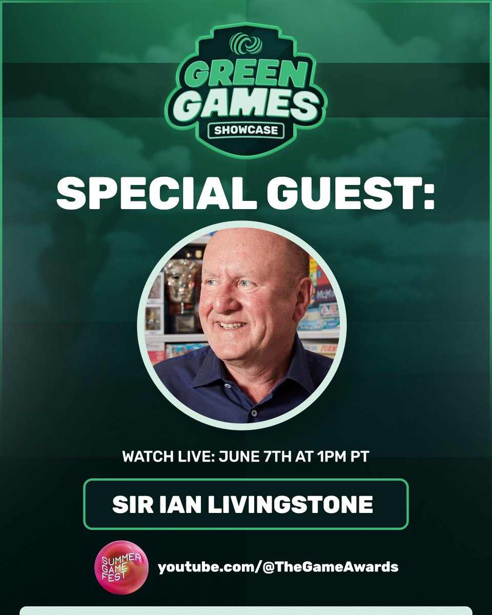 PlanetPlay (@planetplaygames) on Twitter photo We're VERRRY excited to share we will have an exclusive interview with one of the founding fathers of the UK gaming industry, Sir <a href="/ian_livingstone/">Ian Livingstone</a>!
Be sure to tune in June 7th at 1pm PT for the Green Games Showcase #SummerGameFest We're VERRRY excited to share we will have an exclusive interview with one of the founding fathers of the UK gaming industry, Sir <a href="/ian_livingstone/">Ian Livingstone</a>!
Be sure to tune in June 7th at 1pm PT for the Green Games Showcase #SummerGameFest