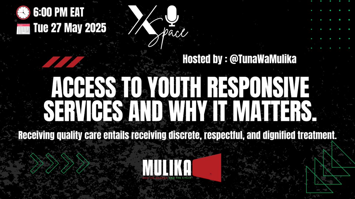 The Mulika Campaign (@tunawamulika) on Twitter photo Kevin Ochieng - "The <a href="/MOH_Kenya/">Ministry of Health</a> needs to train more healthcare workers and strengthen primary health care systems so that every young person can get the care they need, when they need it."
<a href="/KenyaSRHR/">Kenya SRHR Alliance</a> <a href="/KELINKenya/">KELIN</a> <a href="/thekhrc/">KHRC</a>
#Mulika #EndTheSilence #EndTheCycle Kevin Ochieng - "The <a href="/MOH_Kenya/">Ministry of Health</a> needs to train more healthcare workers and strengthen primary health care systems so that every young person can get the care they need, when they need it."
<a href="/KenyaSRHR/">Kenya SRHR Alliance</a> <a href="/KELINKenya/">KELIN</a> <a href="/thekhrc/">KHRC</a>
#Mulika #EndTheSilence #EndTheCycle