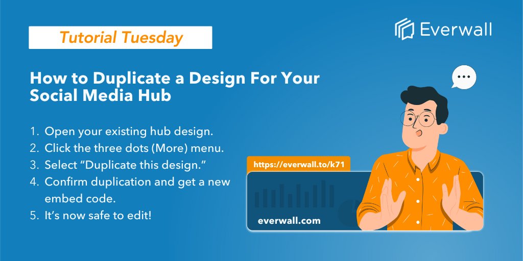 everwall's tweet image. Need a copy of your hub? Just hit “Duplicate this design” and you’re set.
#TuesdayTutorial #EventTech #Everwall
