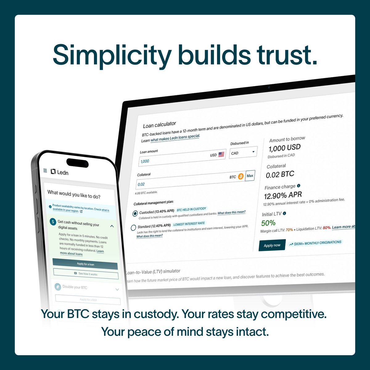 Ledn is simplifying. 

Bitcoin-only.
No more ETH, ETH/BTC Growth, or Standard Loans.
