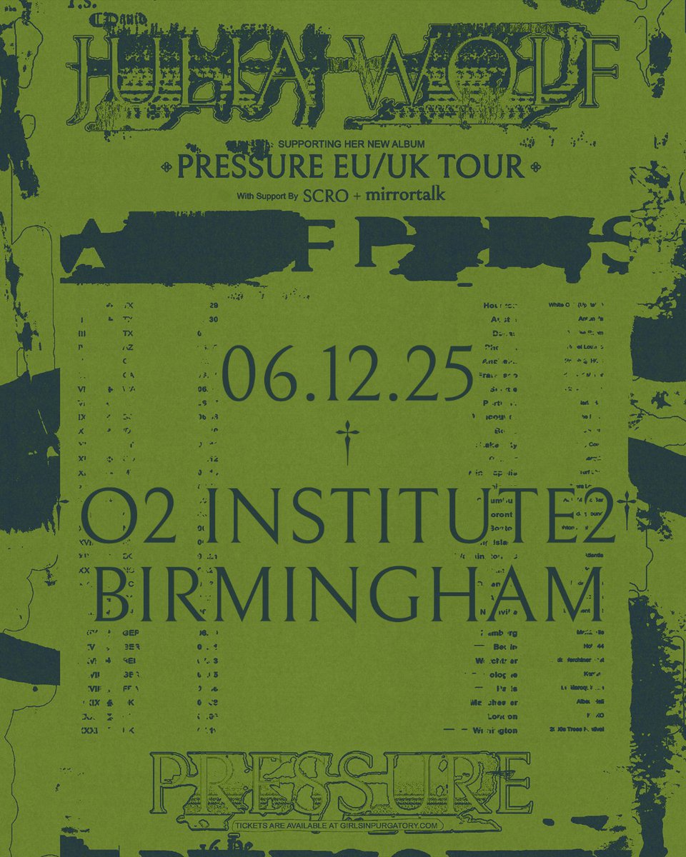 O2 Institute Birmingham (@o2institutebham) on Twitter photo NEW: Rising alt-pop artist <a href="/juliawolfnyc/">Julia Wolf</a> heads out on tour in support of her sophomore album โPressureโ with a stop in Brum - Sat 06 Dec.
Priority Tickets available from 10am Wed 28 May ๐ amg-venues.com/VRYe50VZlPI NEW: Rising alt-pop artist <a href="/juliawolfnyc/">Julia Wolf</a> heads out on tour in support of her sophomore album โPressureโ with a stop in Brum - Sat 06 Dec.
Priority Tickets available from 10am Wed 28 May ๐ amg-venues.com/VRYe50VZlPI