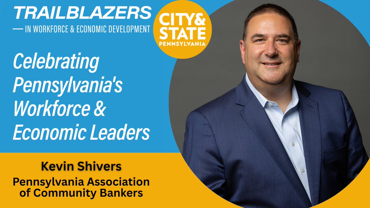 Congrats to @pacommbankers President and CEO Kevin Shivers for being included in the 2025 City &amp; State PA Trailblazers in Economic &amp; Workforce Development list!

Read more about Kevin's accomplishments &amp; background here:  cityandstatepa.com/power-lists/20…

#PACB #BankLocally #Trailblazers
