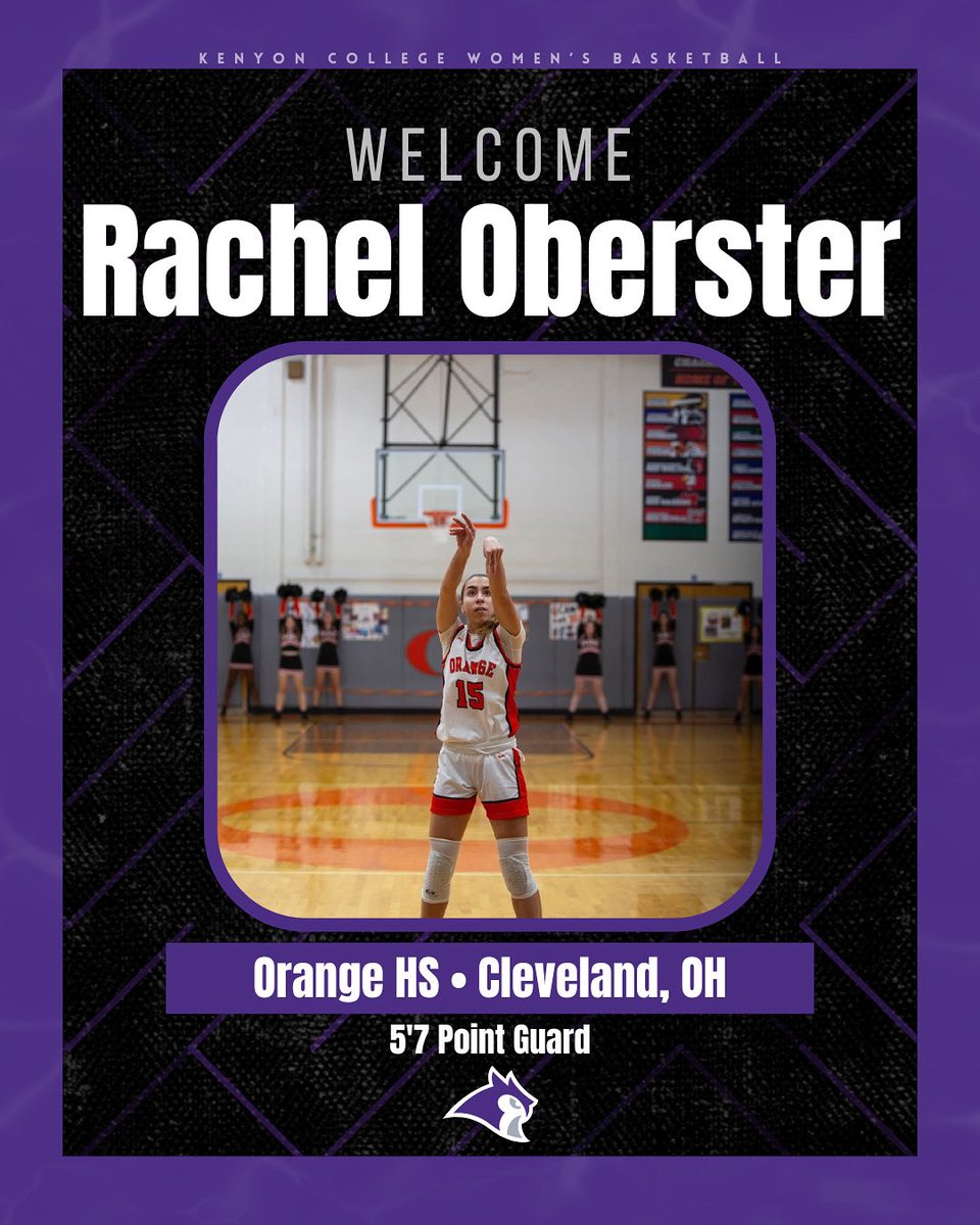 Kenyon WBB (@kenyonwbb) on Twitter photo Excited to introduce our next member of our Class of 2029 โ 5โ7โ point guard from Cleveland, OH, <a href="/rachel_obers/">Rachel Oberster</a> ๐๐ฆ
Welcome to Kenyon, Rae!
#KCWB #GoOwls Excited to introduce our next member of our Class of 2029 โ 5โ7โ point guard from Cleveland, OH, <a href="/rachel_obers/">Rachel Oberster</a> ๐๐ฆ
Welcome to Kenyon, Rae!
#KCWB #GoOwls