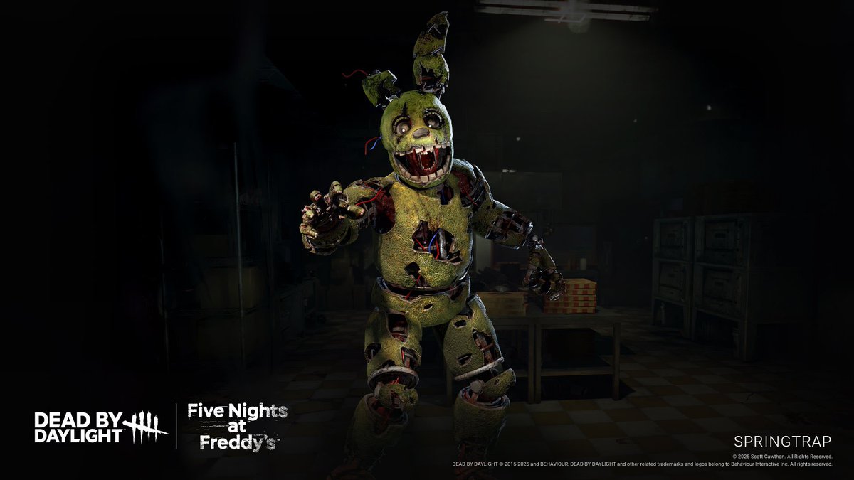 norversityy's tweet image. No offense, I love the springtrap model and glad he’s being added, but I just feel uncomfortable with his design not having the belly pattern, buttons etc. Any ways GG
#DeadbyDaylight #FNAF