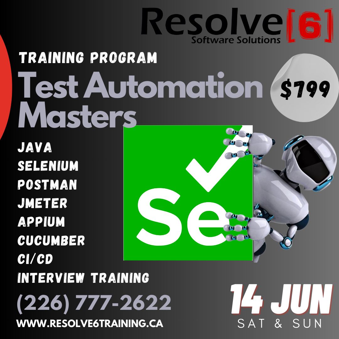 resolvesix's tweet image. Master Selenium, Java, Postman, JMeter, Appium, CI/CD, and more in our 80-hour Test Automation Masters Program.
📅 Starts June 14 | 🕒 Weekends Only | 💰 Just $799
📞 (226) 777-2622 | 🌐 resolve6training.ca
#AutomationTesting #Selenium #QAEngineer 
#CanadaTech
#TorontoTech
