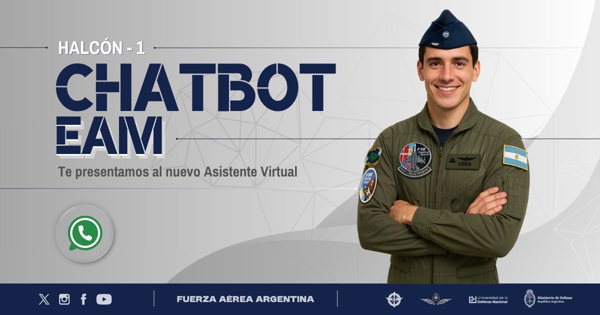 La #EAM presenta a HALCÓN-1, el asistente virtual de WhatsApp para acompañar a los candidatos en el proceso de ingreso: un sistema moderno, eficiente y accesible para quienes aspiran a servir a la Patria.

📲 ¡Conocelo! wa.me/5493516643424

#EAM #FAA #CarreraDeOficial