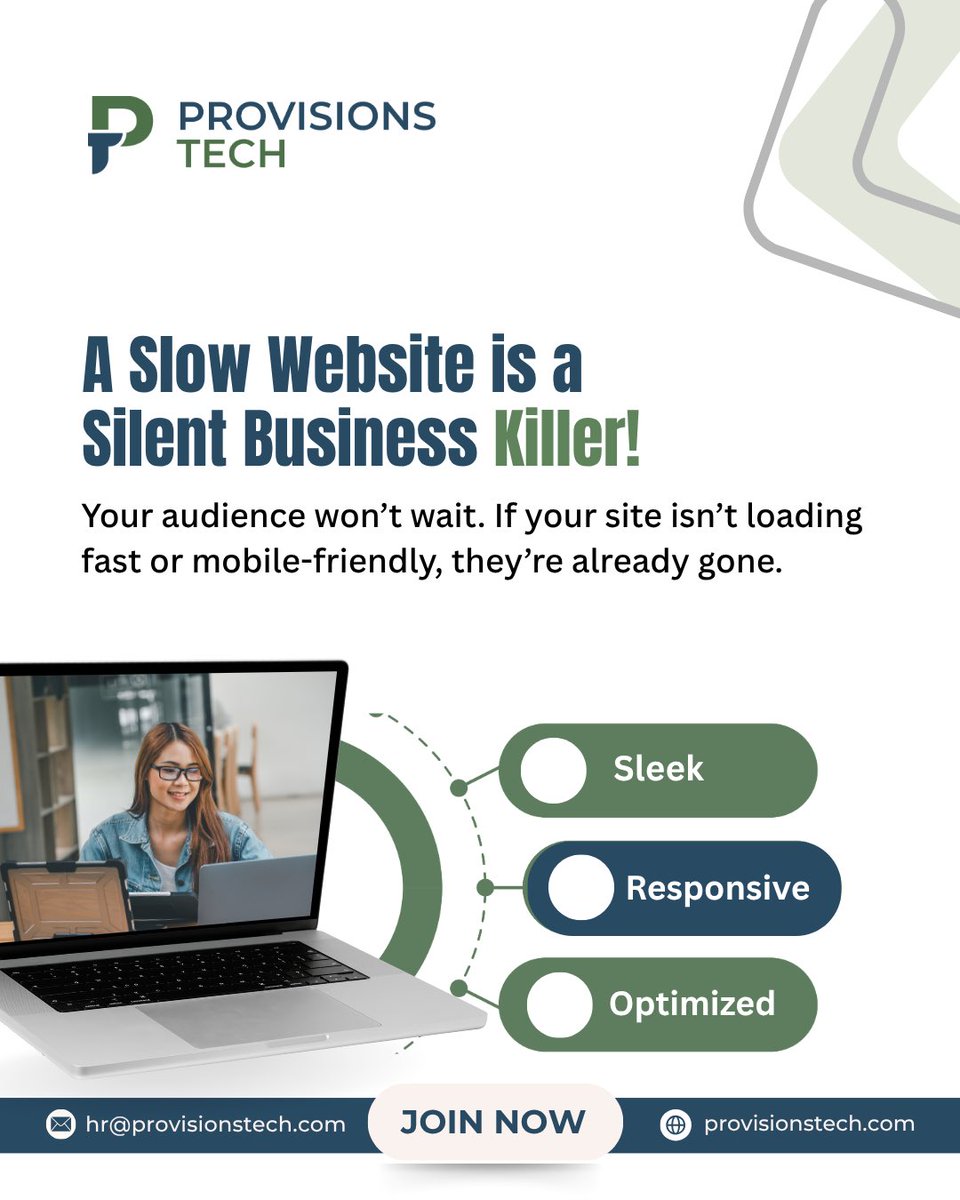 ProvisionsTech's tweet photo. Is Your Website Driving Customers Away?  

Every second your site takes to load, you lose potential business. Visitors expect:  
- Instant loading (under 2 seconds)  
- Flawless mobile experience  
- Smooth navigation  

Don’t let slow speeds sabotage your success. https://t.co/0k8GKPHDlI