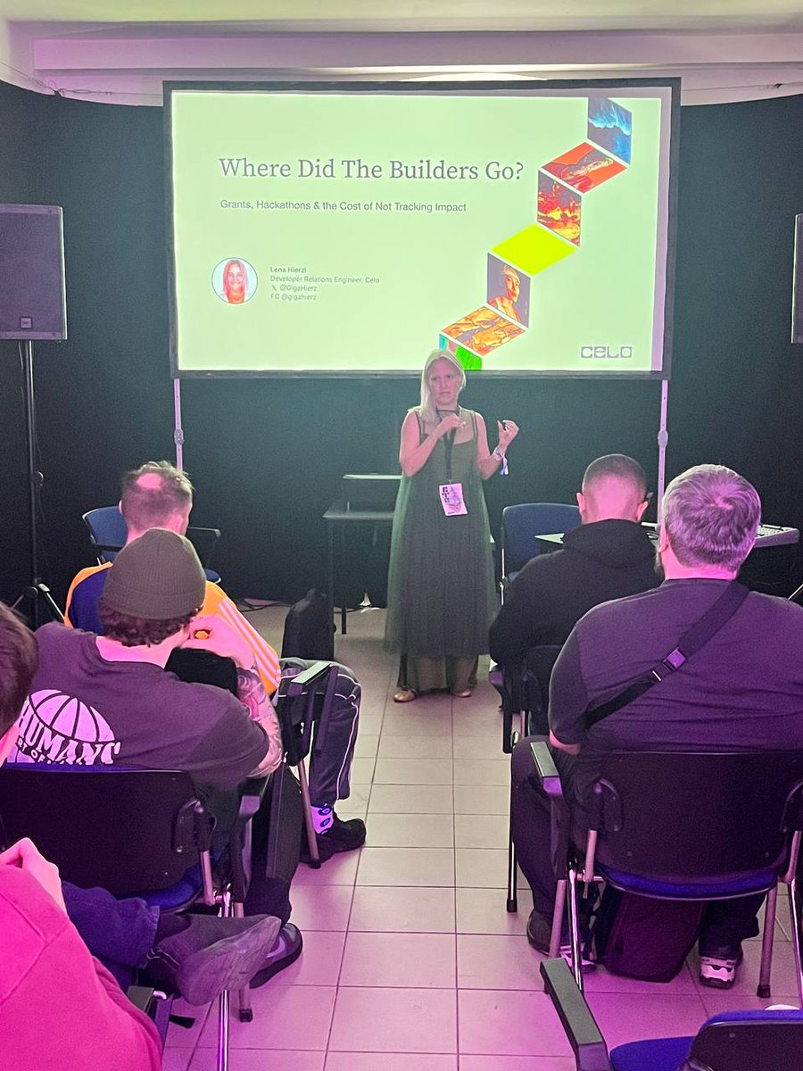 CeloDevs's tweet photo. 🌱 Live from @EthPrague! 🇨🇿

@GigaHierz is diving into how builders on @Celo can scale with purpose—by tracking real-world impact using @karmahq_ + @letsdivvi.

Want to grow a sustainable dev ecosystem?
Catch her at the booth tomorrow to learn how onchain proof of impact fuels meaningful growth.