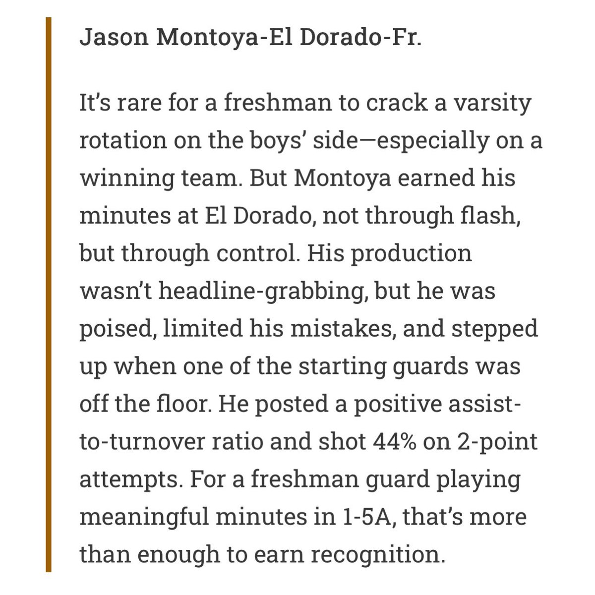 El Dorado Boys Basketball (@eldohoops) on Twitter photo Congratulations to our <a href="/JacobV2027/">Jacob Villalobos</a> and <a href="/JEMontoya2028/">Jason Montoya</a> for their selections and nominations for the Borderland Boys Basketball awards!
Individual awards come from team success, so these are awards for us all to celebrate for playing the right way and for each other!
#AWTWD 🔺 Congratulations to our <a href="/JacobV2027/">Jacob Villalobos</a> and <a href="/JEMontoya2028/">Jason Montoya</a> for their selections and nominations for the Borderland Boys Basketball awards!
Individual awards come from team success, so these are awards for us all to celebrate for playing the right way and for each other!
#AWTWD 🔺
