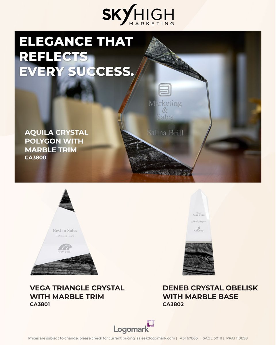 Celebrate successes with personalized awards!
#brandedmerch #skyhighmarketing