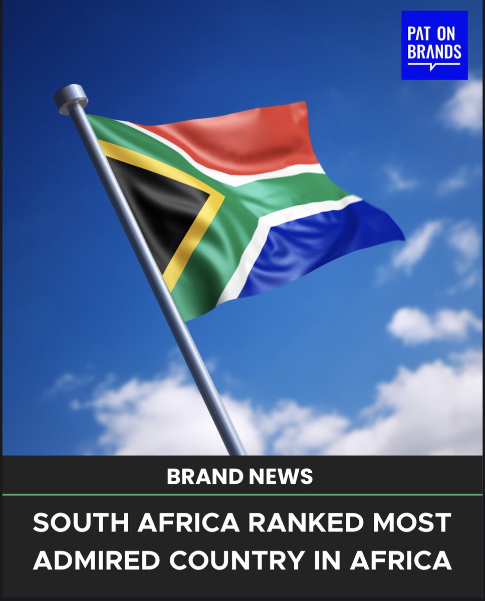 SA pride! 🏆 South Africa ranked Africa's Most Admired Nation in 2025! 🌟 Let's keep building brands worth admiring &amp; buying local #BrandAfrica100 #ProudlySouthAfrican #NoDNAJustRSA