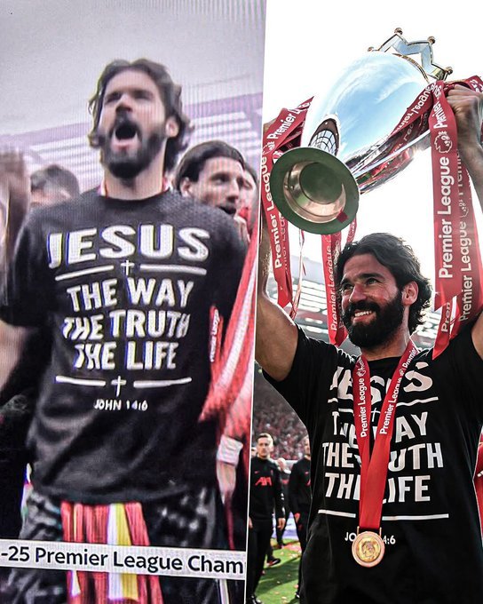 Alisson Becker, penjaga gawang Liverpool FC: “Yesus adalah jalan, kebenaran, dan hidup.”

_ Christian Tweets