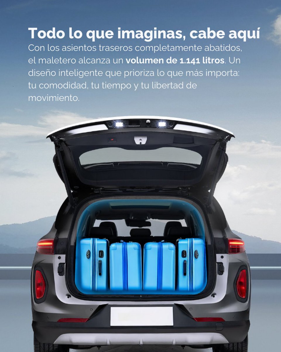 Donde todo tiene sitio. Incluso tus planes más grandes.

El maletero del Skywell BE11 ofrece una capacidad de 1.141 litros disponibles al abatir los asientos traseros por lo que todo lo que necesitas encontrará su lugar sin esfuerzo. 

Descúbrelo en skywellmotor.es.